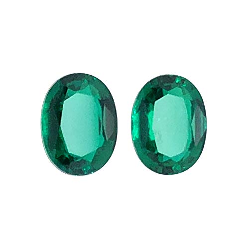2.33-2.70 Cts of 8x6 mm AAA Oval Lab Created Emerald (2 pcs) Loose Gemstones