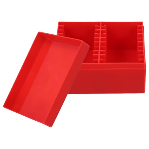 Caja plástica roja para almacenamiento de monedas con tapa de rosca miniatura 1
