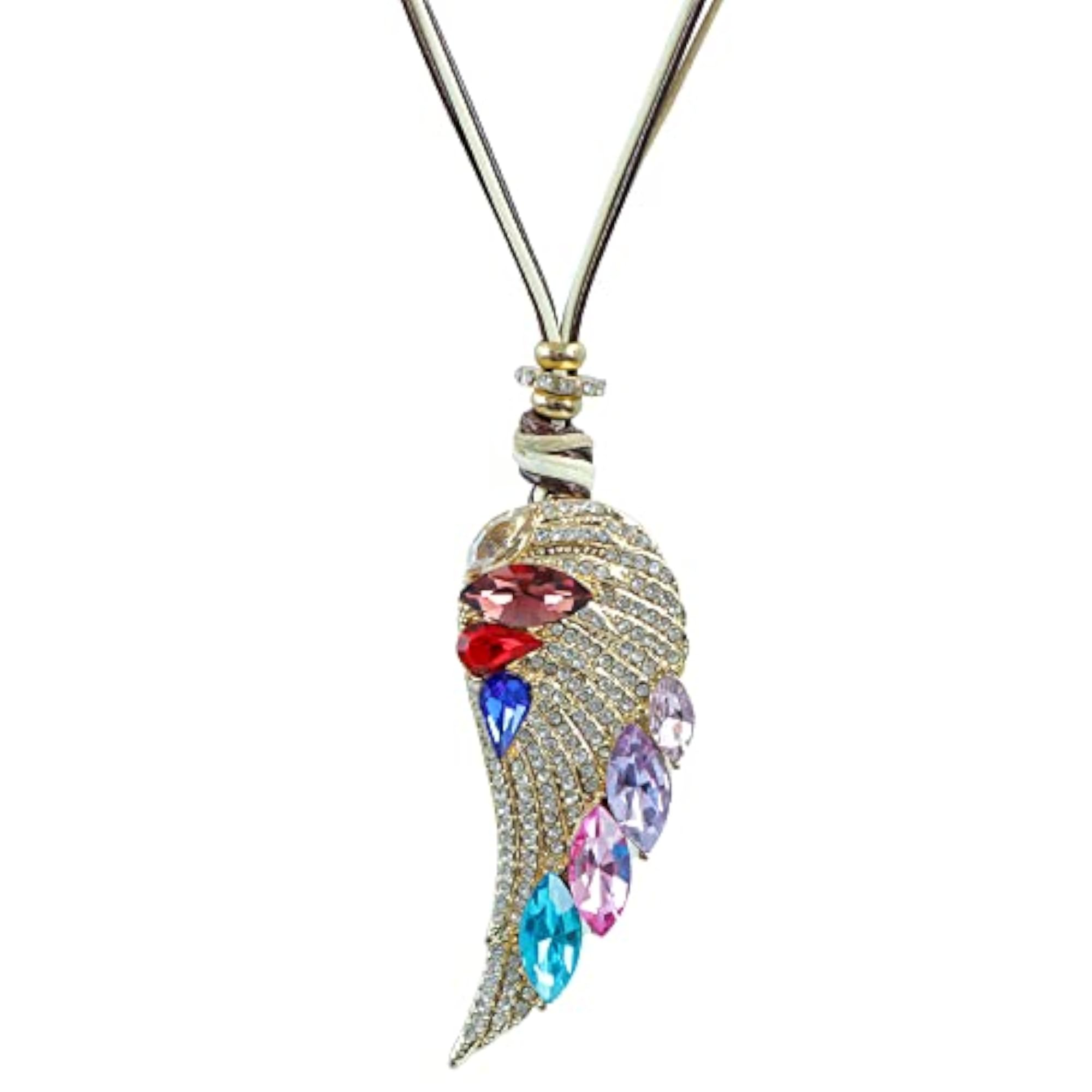 Silver Plated Multicolor Wing Charm Pendant Chain for Women
