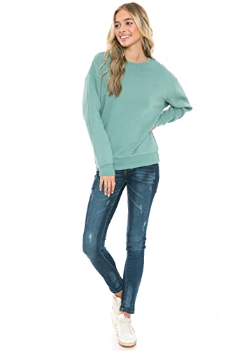 Urban Look Women's Fashion Basic Fleece Lined Crewneck Sweatshirt2