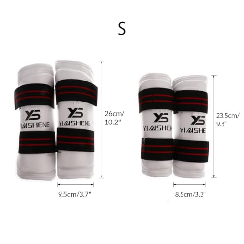 LEIPUPA Taekwondo Shin Guard/Leg Protector + Arm Guard/Elbow Protector Set - White, S