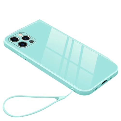 WAPRXONI Cover Cover per iPhone 13 14 15 16 PRO Custodia per Telefono in Vetro A Liquido Quadrato di Lusso Cover per iPhone 13 XS Max XR Se X Plus-Verde Chiaro-per