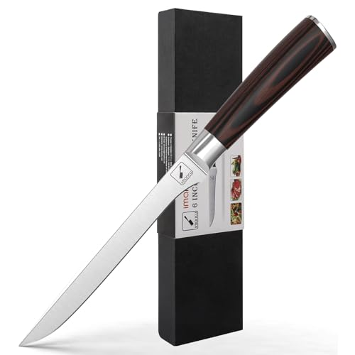 imarku Boning Knife, 6 Inch German High Carbon Stainless Steel Fillet Knife, Perfect for Meat Cutting, Pakkawood Handle, Gifts for Women and Men Styli