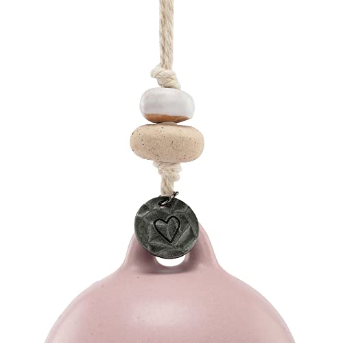 Demdaco Pink Woven Love 4 X 3.5 Stoneware Hanging Mini Inspired Bell Ornament #TOP3