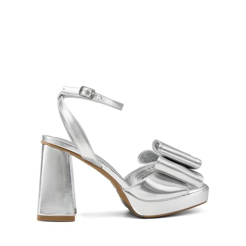 DREAM PAIRS Women's Platform Chunky Heels Fashion Bowknots High Block Square Toe Dress Sandals for Wedding Bridal Party2