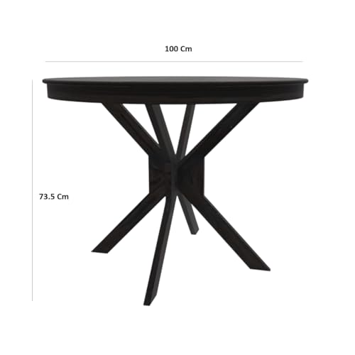 Image of AS Arts Sheesham Wood Round 4 Seater Dining Table Set with Chairs for Home & Dining Room | Solid Wood Dining Set | Dark Walnut Finish