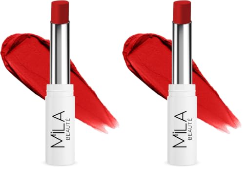 Image of Mila Beaute 24 Hrs Locked In Lips Transfer Proof Lipstick | Enriched With Mango Seed Butter & Hyaluronic Acid | Transfer Proof Formula with Velvety Texture | Smudge Proof & Highly Pigmented | Shade - (Fresh Tomato, 3.2g)