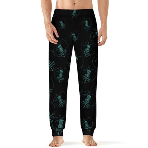 Disc Golf Icon Basket Breathable Mens Pajama Pants Lounge Sleep PJ Bottoms Sleepwear Jogger Pockets - Main Image