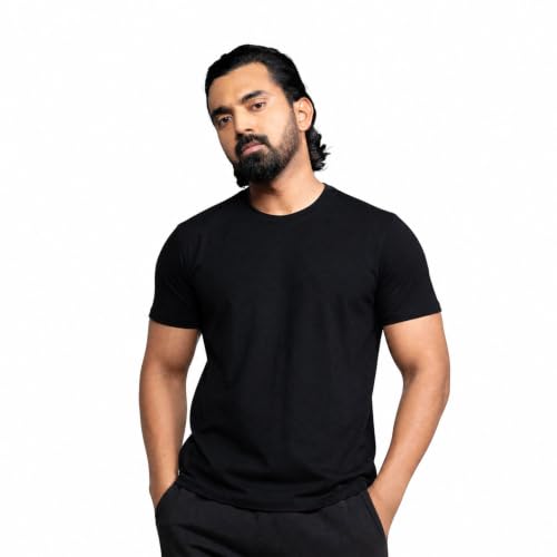 Image of Boldfit Men Tshirt - Cotton Regular Fit Crew Neck, Soft & Breathable, Durable Shape-Retention, Half Sleeve Plain Tee for Casual Wear, Gym & Everyday Comfort