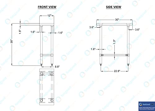 Image of AmGood Stainless Steel Work Table Open Base | Metal Work Bench (Stainless Steel Table Open Base, 12 inch Long x 30 inch Deep)
