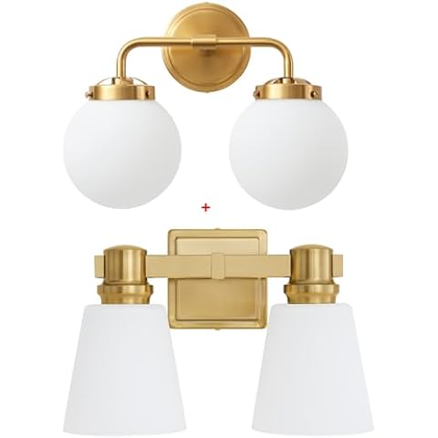 Deyidn Gold Bathroom Light Fixtures 2-Light Cover