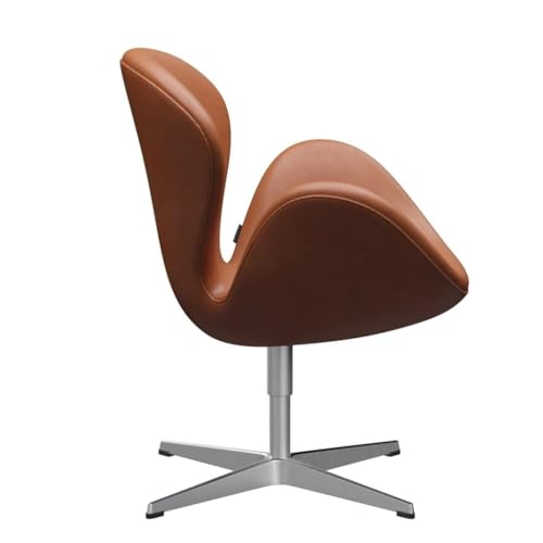 Image of Faux Leather - Modern Swivel Lounge Chair With Hydraulic Lift For Home Office Hotel Cafe (Brown)