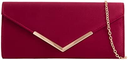 LeahWard Women's Faux Suede Clutch Bag Flap Wedding Party Evening Bags Prom