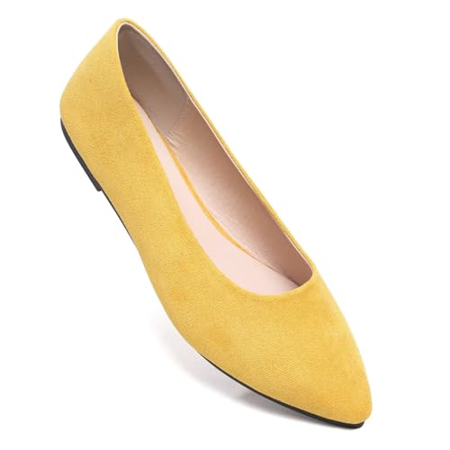 Image of Dear Time Women's Pointed Toe Ballet Flats Simple Casual Office Work Flats Slip-on Comfortable Shoes