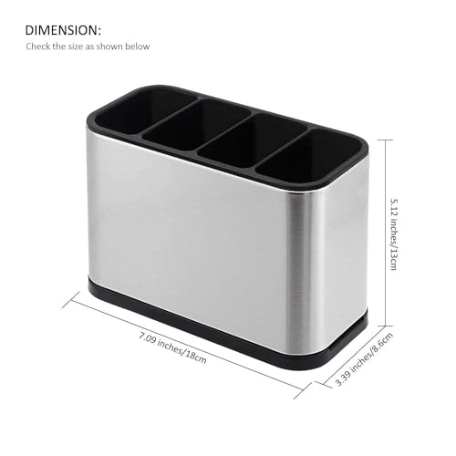 Image of Stainless Steel Spoon Stand for Kitchen| Rustproof Durable Spoon Holder & Cutlery Organizer | Steel Cutlery Stand Kitchen Caddy for Forks, Spatula, Knives (1-pcs)