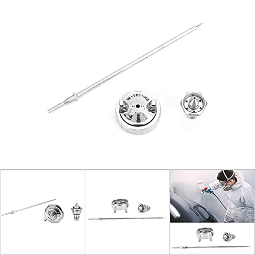 Image of Spray Nozzle Set, Stainless Steel Aircap Nozzle Needle Tip Accessories Compatible with W101 Pneumatic Spray Guns for Professional Painting and Finishing
