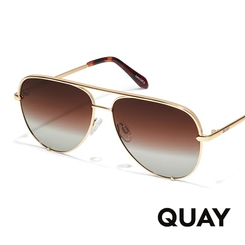 Image of QUAY High Key Extra Large Polarized Unisex Aviator Sunglasses, UV Protection, Oversized Accessories for On The Go Lifestyle