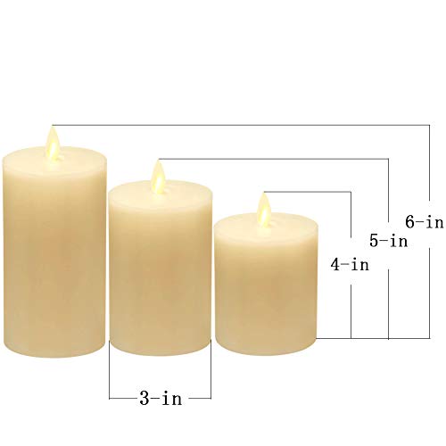 smtyle Flameless Candles for Fireplace Candelabra or Desk Decor Flickering with Moving Flame Wick Bright Pillar Candle with Remote Control Timer Battery Operated Ivory Flat Top 3