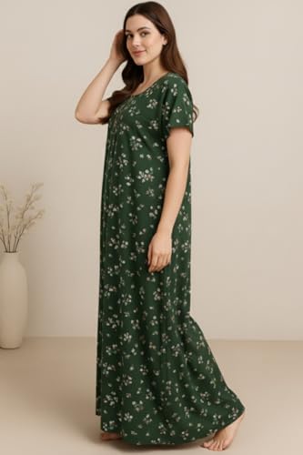 Image of Bahumaan Pure Cotton Nighty for Woman | Floral Gown for Women Nightwear with Pocket | Cotton Nighty for Women Stylish | Maxi for Women Cotton