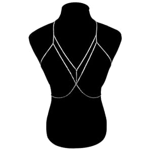 Clataly Bikini Bra Body Chain Sexy Cross Breast Chain Lingerie Necklace Accessories Nightclub Jewelry Adjustable for Women Girls (Silver)
