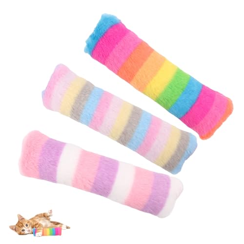 Deofun 3 Pack Cat Pillows Toys, Soft Catnip Toy, Cat Chew Toy Exercise Kicker for Indoor Cats Kittens Kitty (Multicolor)