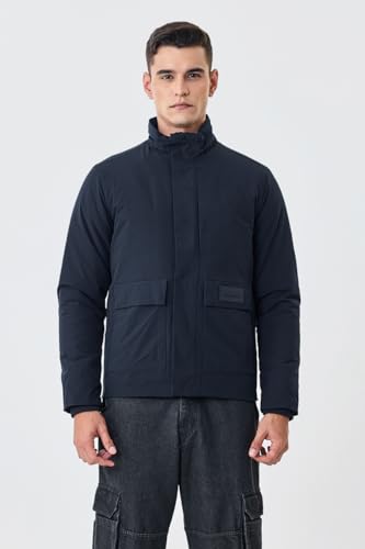 Image of SNITCH Men Casual Jacket | Regular Fit Textured Pattern With Lapel Collar & Full Sleeve | Polyester Blend Zip Closure For Everyday Street Style & Layering