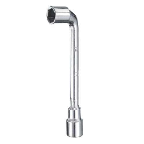 sourcing map L Shaped Angled Hex Socket Wrench 13mm 45# Steel Double Ended Metric 6 Point Tubular Socket Spanner for General Repairing, Pipeline, Bicycle Car Maintenance