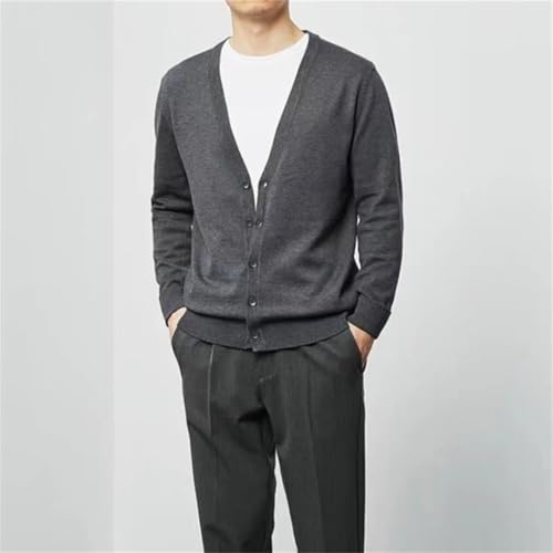 Men's Cashmere Cotton Blend Cardigan Sweater V-Neck Single Breasted Business Knitted Jumper3