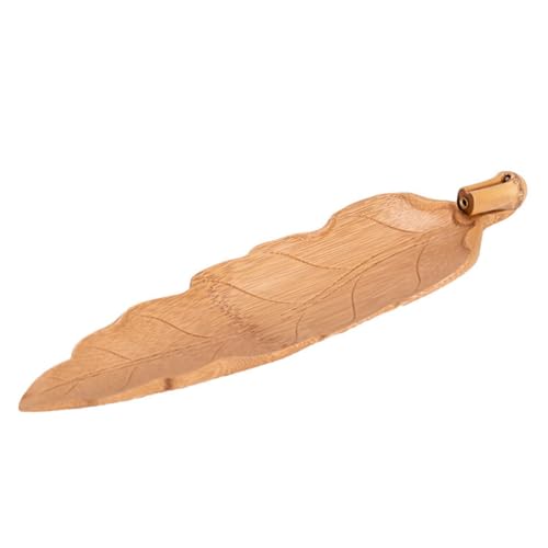 SEWACC Quemador de Incienso de Bambú en Forma de Hoja Porta Varillas de Incienso Bandeja para Ceniza Diseño Zen para Yoga Meditación y Decoración del Hogar