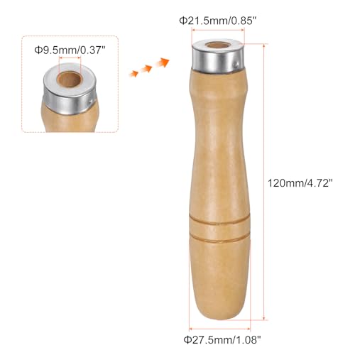 QUARKZMAN 6 Stück Feilenheft Holzgriff 120mm Länge 9,5 mm Rundloch Ergonomische Griffe mit Metallkragen für 14 Zoll-18 Zoll Metallfeilen