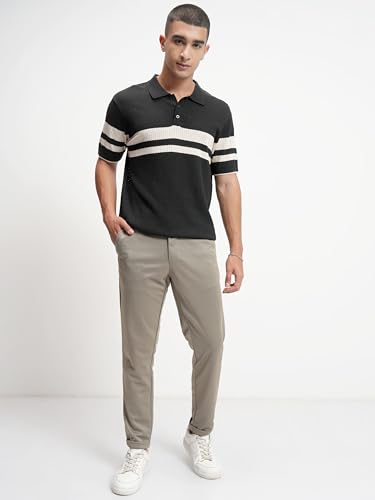 Image of Highlander Men's Slim Fit Formal Trousers | Ankle Length | Smart Chinos for Men | Comfortable Fabric for Daily Work & Formal Occasions