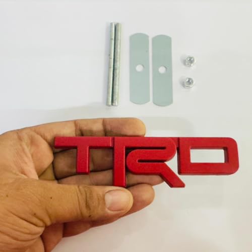 Image of Emblems for Car & Bike Metal Lo.go and Grill Me.tal Lo.go, Auto Accessories for Car Emblem 3D Badge Auto Racing Sport Sticker Grand Tourer Decal. (RED TRD Small Metal Grill Logo)