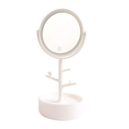 WYUYIWH Espejo de tocador con cajones, espejo de maquillaje con luz, recargable, extraíble, perfecto regalo de cumpleaños para niñas y niños, espejo de belleza (color: rosa)