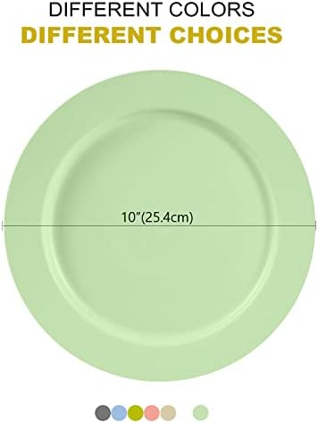 Greentainer Lightweight Unbreakable Dinner Plates - 10 inch PP Plate, Salad Plates, Breakfast Dessert Party Plates for Adults and Kids, Dishwasher and Microwave Safe,Non-Toxin, BPA Free