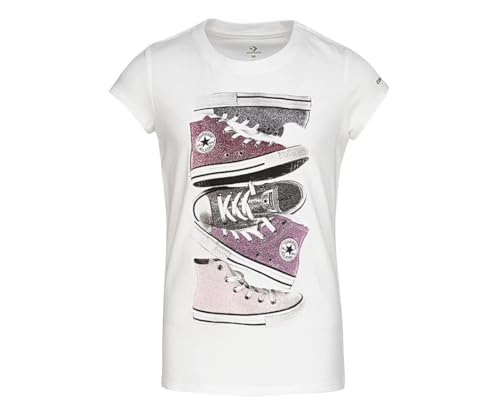 Converse Sneakers Graphic Girls Active Shirts & Tees Size XL, Color: White/Pink/Silver