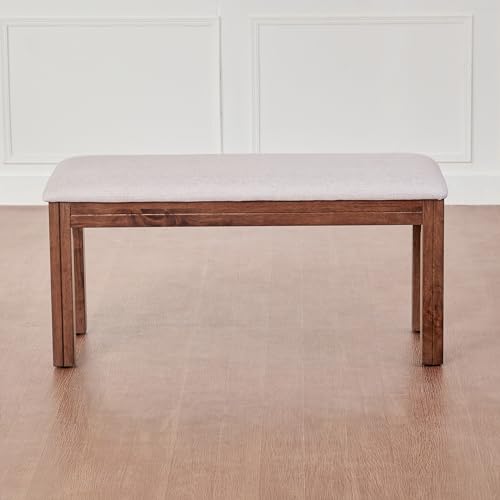 Image of Home Centre | Montoya Fabric Dining Bench | Solid Wood, for Dining Room | Brown | 1 Year Warranty