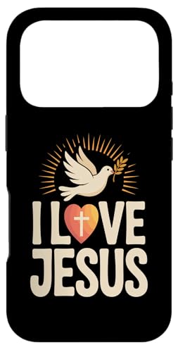 I Love Jesus Dove 平和なオリーブの枝 スマホケース iPhone 17 Pro 用
