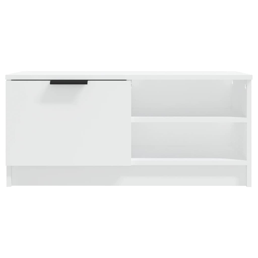 Zestaw 2 szafek TV, białe, 80 x 35 x 36,5 cm, materiał drewnopochodny, konsola medialna do salonu, sypialni, centrum rozrywki, stabilny blat stołu, eleganckie wzornictwo