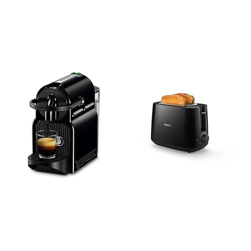 Nespresso De’Longhi 203549 Inissia Cafetière à Capsules, Plastique, Noir & Philips Grille-pain - 2 Fentes, 8 Réglages, Réchauffe-Viennoiseries,...