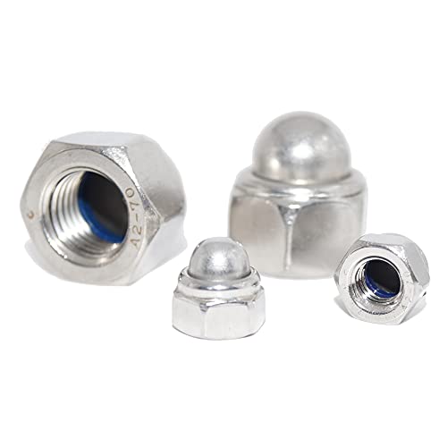 Hutmuttern M8 10 Stück Sechskant-Hutmuttern selbstsichernd DIN 986 A2 Edelstahl