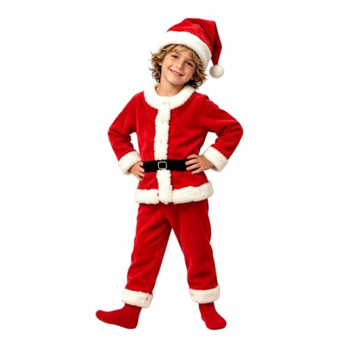 Rkwins Kids Santa Costume Christmas Coats + Long Pants +Xmas Hat 3pcs Sets - image 3
