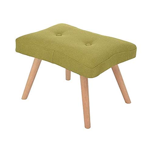 Tabouret de siège en Bois Massif | Repose-Pieds rembourré Canapé Ottoman Pédales | Nordic Dressing Stool Change Shoe Bench Bed End Tabouret (Couleur: Vert)
