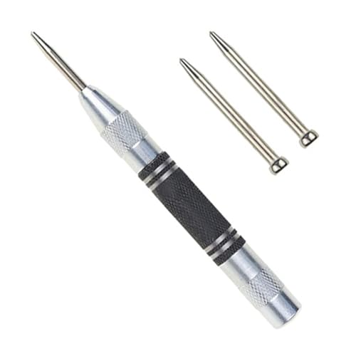 2 個自動センターパンチ一般木工金属ドリル調整可能なスプリング式自動パンチングハンドツール木工