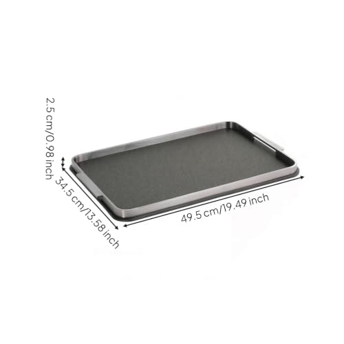 Bandeja cuero con asas rectangular Qianly para organizar el recibidor grande negro 8