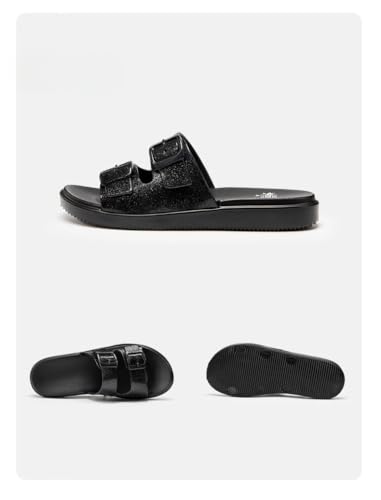Summer 2025 Glittering Platform Buckle Design Slide Slippers Gifts Back To School Non-slip Adjustable Walking Shoes for Indoor & Outdoor Comfortable Barefoot Footwear Trending Fashion2