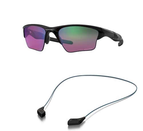 Oakley OO9154 Sunglasses Bundle: OO 9154 915449 Polished Black and Large Blue leash Accessory kit2