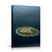 Canvas Wall Art Lone Island Beach Beach Blue Coastal Cool Photography Relax/Calm - 12x18 inches