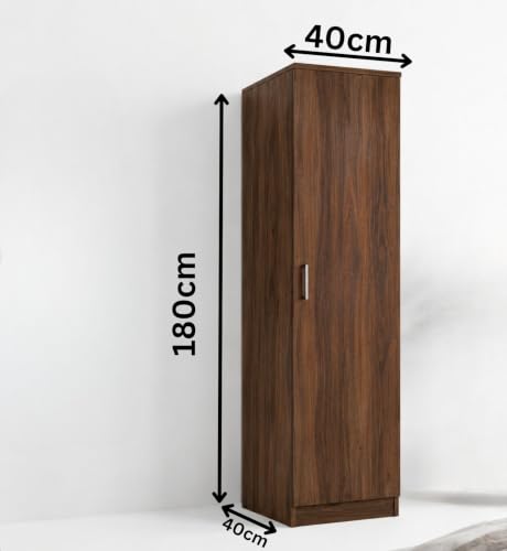 Image of Spyder Craft Engineering Woo Wardrobe for Clothes, Single Door Stylish Cupboard for Bedroom, Multi-Utility Design with Multirack Storage, Engineered Wood-Walnut