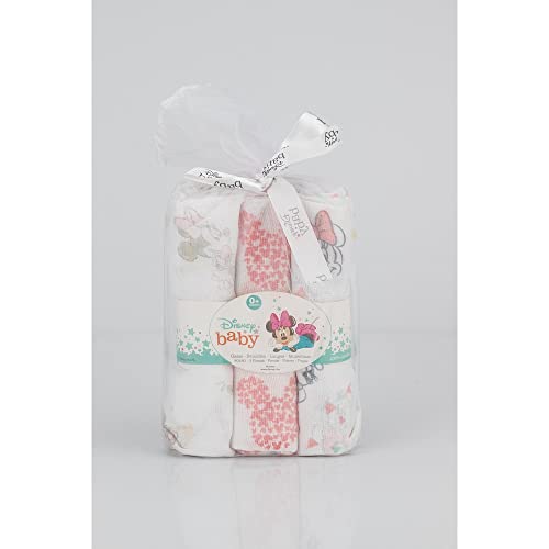 Interbaby Amazon Disney, Pack 3 gasas Minnie Mouse, Blanco, 80x80 cm