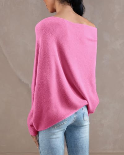 Image of Imily Bela Batwing Boat Neck Sweaters for Women Spring Long Sleeve Soft Knit Loose Baggy Pullover Jumper Top